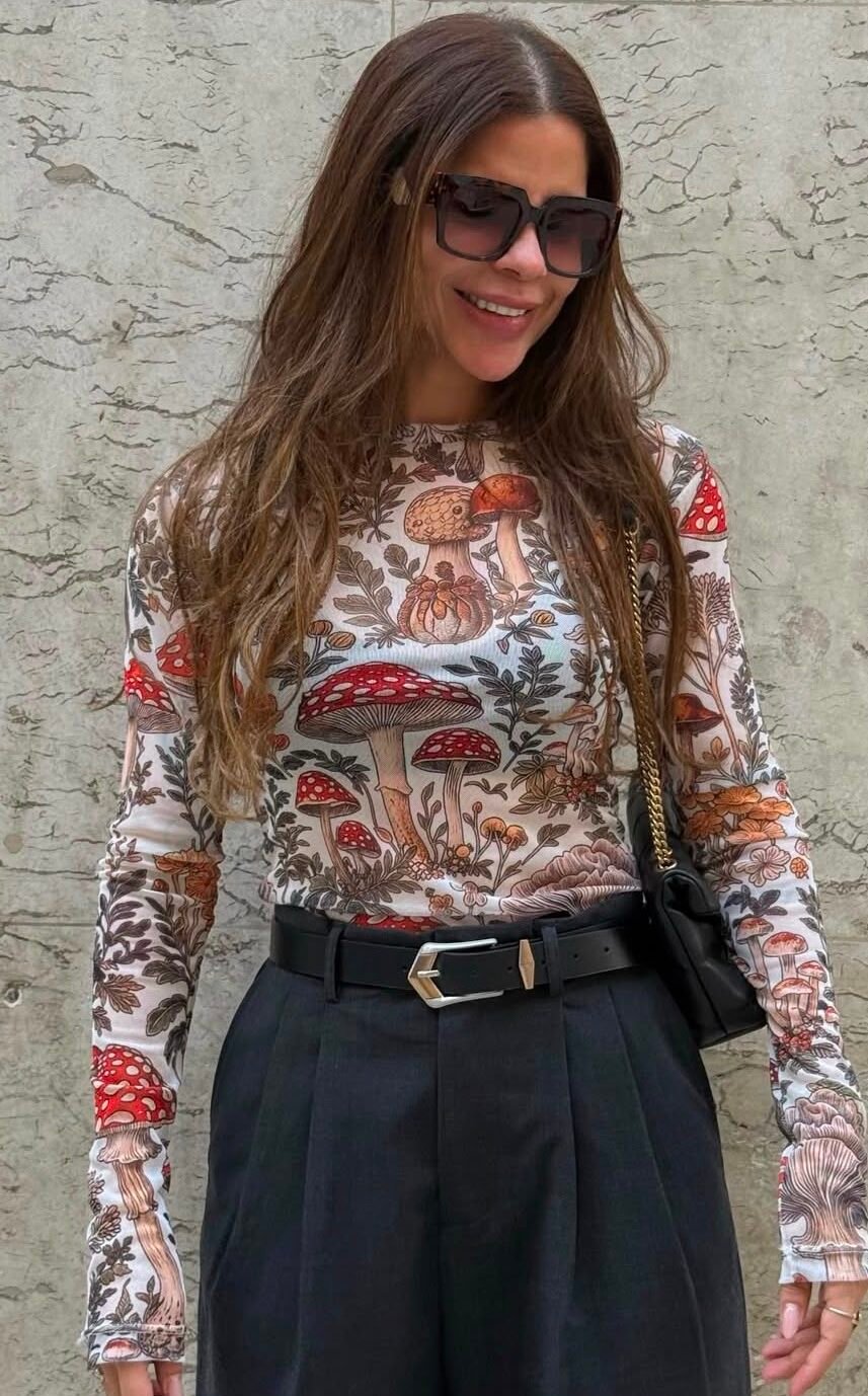 Blusa Tule Cogumelos